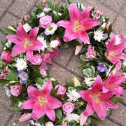 Pink Lily Wreath