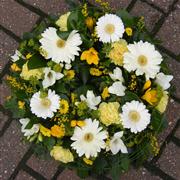 White Gerbera &amp; Yellow Carnation Wreath